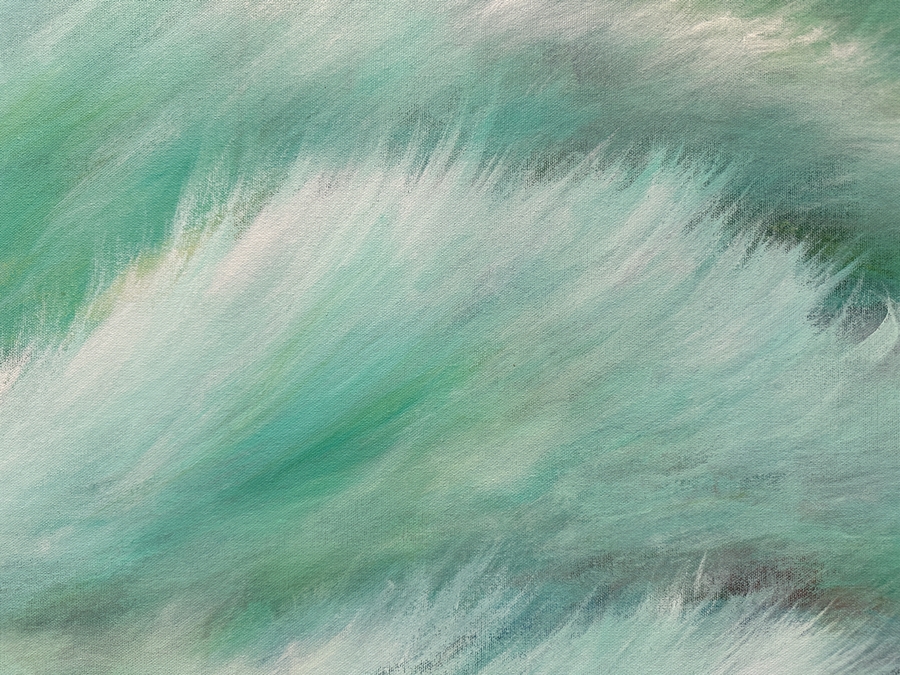 Gerrit Greve (1948-2024, Cardiff by the Sea, CA) Original Acrylic Painting On Canvas Titled 'Ocean Waves' 2013 Signed Verso 60' X 36' Estimate $2,160 - $2,700 [Photo 4]