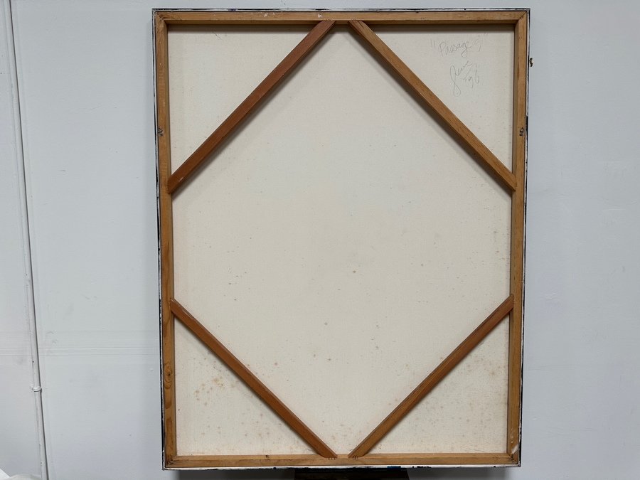 Gerrit Greve (1948-2024, Cardiff by the Sea, CA) Original Acrylic And Carbon Transfers Painting On Canvas Titled 'Passages' 1996 Signed Lower Right And Verso 48' X 60' Estimate $2,880 - $3,600 [Photo 20]