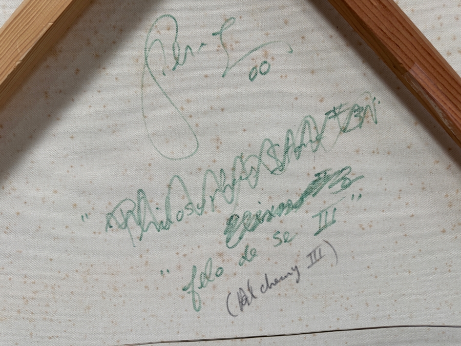 Gerrit Greve (1948-2024, Cardiff by the Sea, CA) Original Acrylic Painting On Canvas Titled 'Alchemy III' 2000 Signed Verso 36' X 72' Estimate $2,592 - $3,240 [Photo 7]