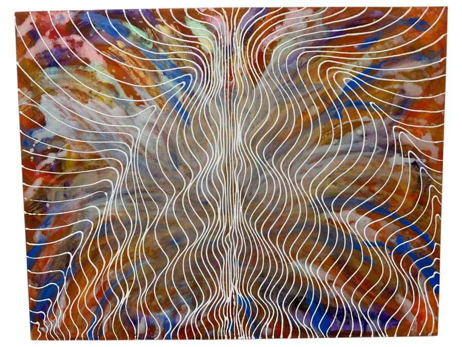 Gerrit Greve (1948-2024, Cardiff by the Sea, CA) Original Acrylic Painting On Canvas Titled 'Journey 231' Signed Verso 28' X 22' Estimate $616 - $770 [Photo 1]