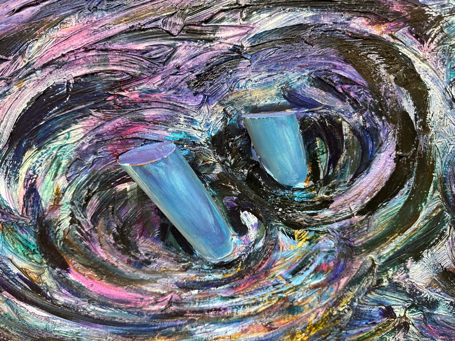 Gerrit Greve (1948-2024, Cardiff by the Sea, CA) Original Acrylic With Wood Painting On Canvas Signed Verso 30' X 24' Estimate $720 - $900 [Photo 5]