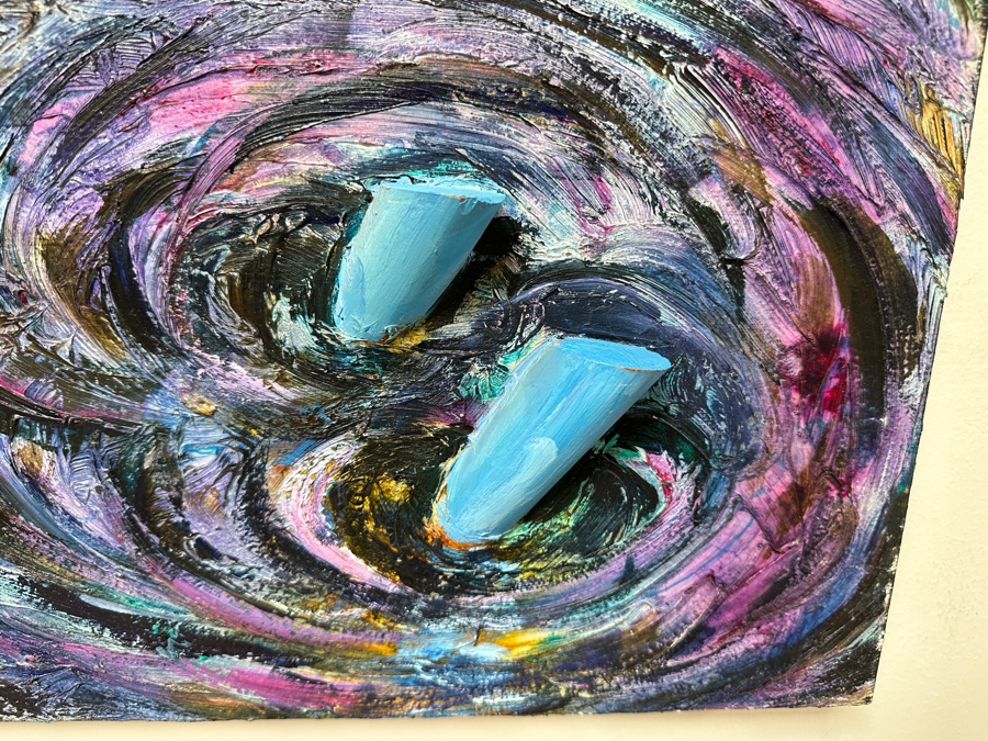 Gerrit Greve (1948-2024, Cardiff by the Sea, CA) Original Acrylic With Wood Painting On Canvas Signed Verso 30' X 24' Estimate $720 - $900 [Photo 3]