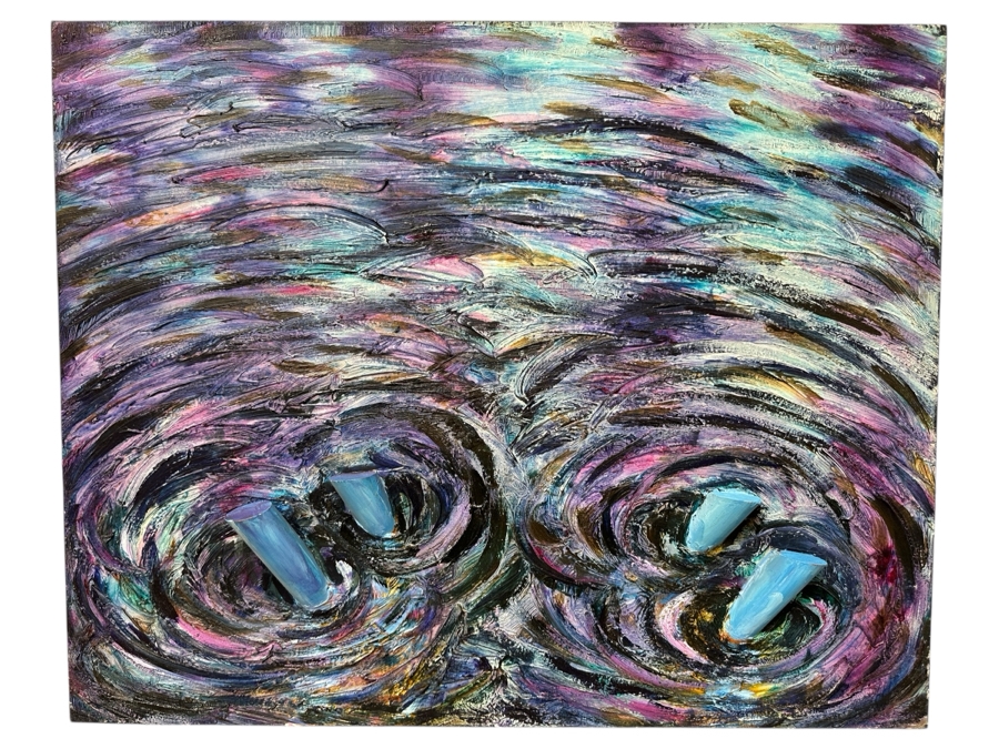 Gerrit Greve (1948-2024, Cardiff by the Sea, CA) Original Acrylic With Wood Painting On Canvas Signed Verso 30' X 24' Estimate $720 - $900 [Photo 1]