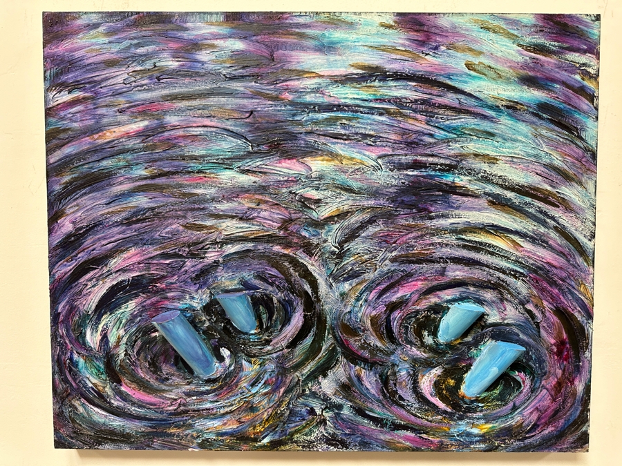 Gerrit Greve (1948-2024, Cardiff by the Sea, CA) Original Acrylic With Wood Painting On Canvas Signed Verso 30' X 24' Estimate $720 - $900 [Photo 2]