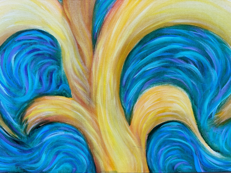 Gerrit Greve (1948-2024, Cardiff by the Sea, CA) Original Acrylic Painting On Canvas Titled 'Plants 58' 2020 Signed Verso 30' X 24' Estimate $720 - $900 [Photo 3]