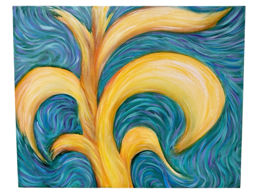 Gerrit Greve (1948-2024, Cardiff by the Sea, CA) Original Acrylic Painting On Canvas Titled 'Plants 58' 2020 Signed Verso 30' X 24' Estimate $720 - $900 [Photo 1]