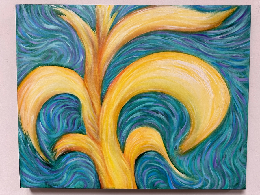 Gerrit Greve (1948-2024, Cardiff by the Sea, CA) Original Acrylic Painting On Canvas Titled 'Plants 58' 2020 Signed Verso 30' X 24' Estimate $720 - $900 [Photo 2]