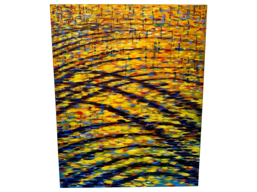 Gerrit Greve (1948-2024, Cardiff by the Sea, CA) Original Acrylic Painting On Canvas Titled 'Emperor's Ripples' Signed Verso 24' X 30' Estimate $720 - $900 [Photo 1]