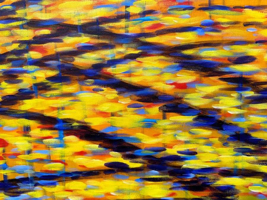 Gerrit Greve (1948-2024, Cardiff by the Sea, CA) Original Acrylic Painting On Canvas Titled 'Emperor's Ripples' Signed Verso 24' X 30' Estimate $720 - $900 [Photo 5]