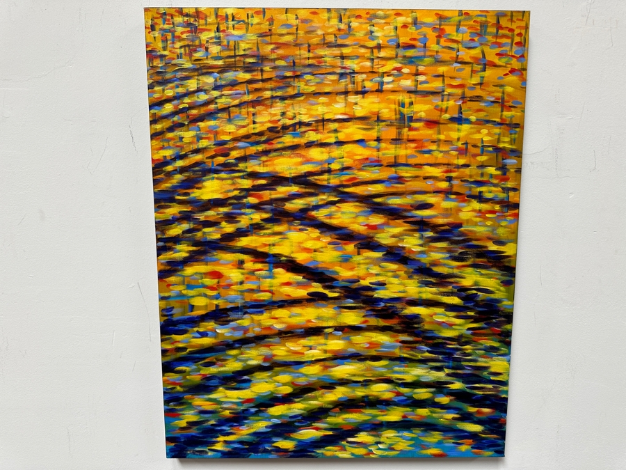 Gerrit Greve (1948-2024, Cardiff by the Sea, CA) Original Acrylic Painting On Canvas Titled 'Emperor's Ripples' Signed Verso 24' X 30' Estimate $720 - $900 [Photo 2]