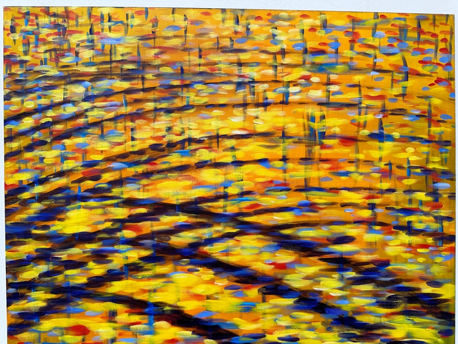 Gerrit Greve (1948-2024, Cardiff by the Sea, CA) Original Acrylic Painting On Canvas Titled 'Emperor's Ripples' Signed Verso 24' X 30' Estimate $720 - $900 [Photo 3]