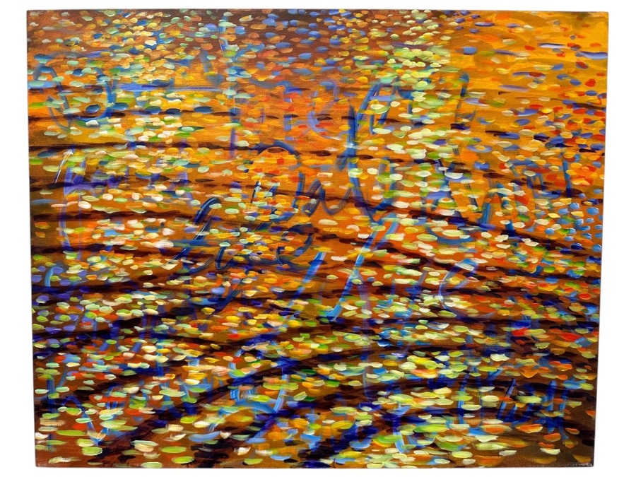 Gerrit Greve (1948-2024, Cardiff by the Sea, CA) Original Acrylic Painting On Canvas Titled 'Healing Water Ripples' 2009 Signed Verso 30' X 24' Estimate $720 - $900 [Photo 1]