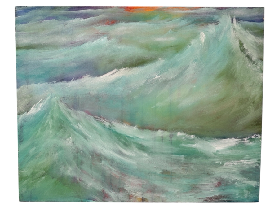 Gerrit Greve (1948-2024, Cardiff by the Sea, CA) Original Acrylic Painting On Canvas Titled 'Oceans 2' 2013 Signed Verso 30' X 24' Estimate $720 - $900 [Photo 1]