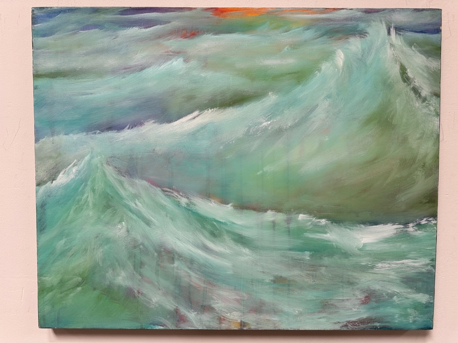 Gerrit Greve (1948-2024, Cardiff by the Sea, CA) Original Acrylic Painting On Canvas Titled 'Oceans 2' 2013 Signed Verso 30' X 24' Estimate $720 - $900 [Photo 2]