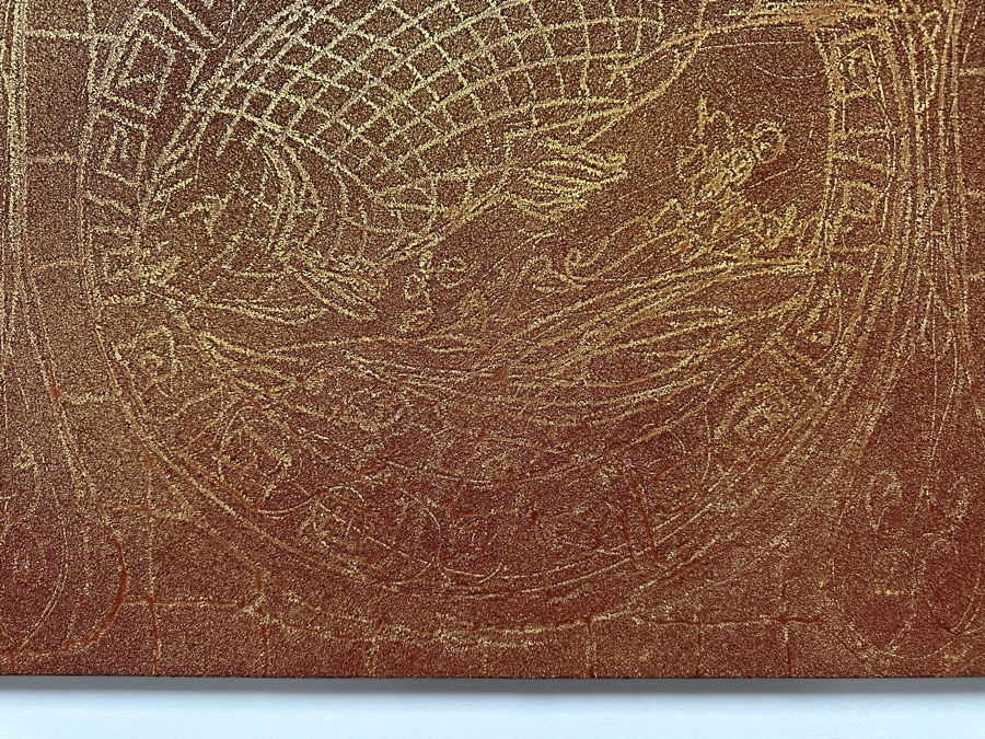 Gerrit Greve (1948-2024, Cardiff by the Sea, CA) Original Acrylic Sand Painting On Canvas Titled 'Still Life With Fish Plate' Signed Verso 30' X 24' Estimate $720 - $900 [Photo 4]