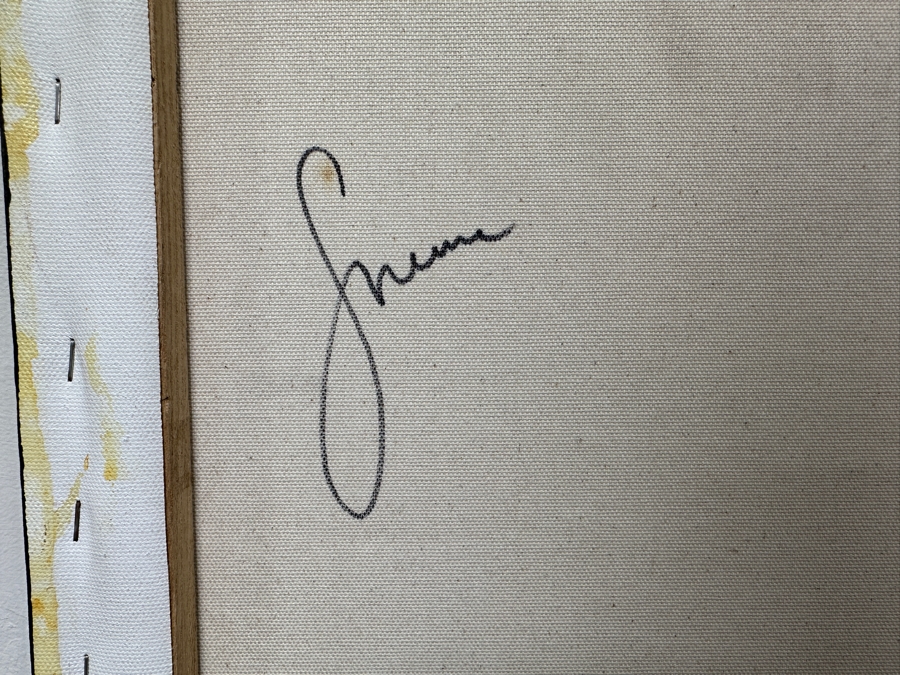 Gerrit Greve (1948-2024, Cardiff by the Sea, CA) Original Acrylic Sand Painting On Canvas Titled 'Still Life With Fish Plate' Signed Verso 30' X 24' Estimate $720 - $900 [Photo 7]