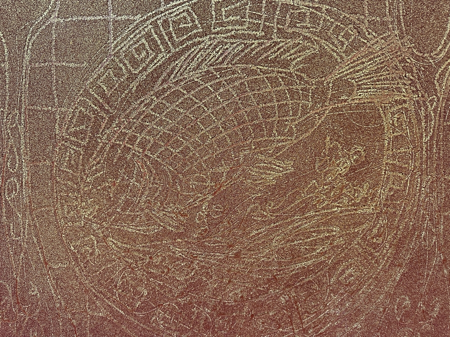 Gerrit Greve (1948-2024, Cardiff by the Sea, CA) Original Acrylic Sand Painting On Canvas Titled 'Still Life With Fish Plate' Signed Verso 30' X 24' Estimate $720 - $900 [Photo 3]