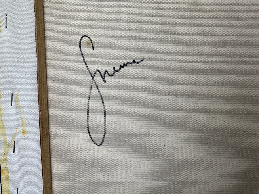 Gerrit Greve (1948-2024, Cardiff by the Sea, CA) Original Acrylic Sand Painting On Canvas Titled 'Still Life With Fish Plate' Signed Verso 30' X 24' Estimate $720 - $900 [Photo 8]