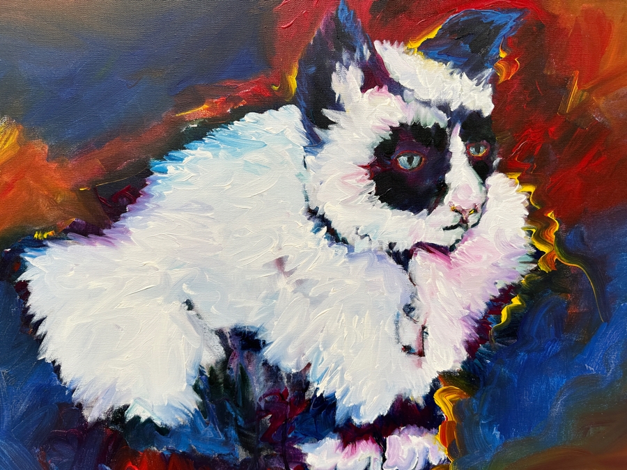Gerrit Greve (1948-2024, Cardiff by the Sea, CA) Original Acrylic Painting On Canvas Titled 'China Cat' Signed Lower Right 30' X 24' Estimate $720 - $900 [Photo 3]