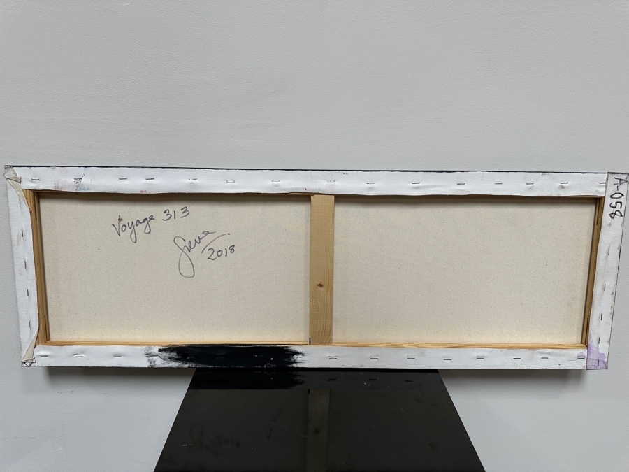 Gerrit Greve (1948-2024, Cardiff by the Sea, CA) Original Acrylic Painting On Canvas Titled 'Voyage 313' 2018 Signed Verso 36' X 12' Estimate $432 - $540 [Photo 4]
