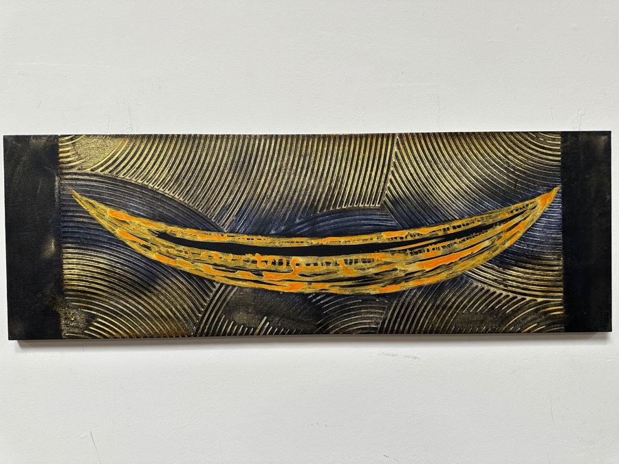 Gerrit Greve (1948-2024, Cardiff by the Sea, CA) Original Acrylic Painting On Canvas Titled 'Voyage 316' 2018 Signed Verso 36' X 12' Estimate $432 - $540 [Photo 2]