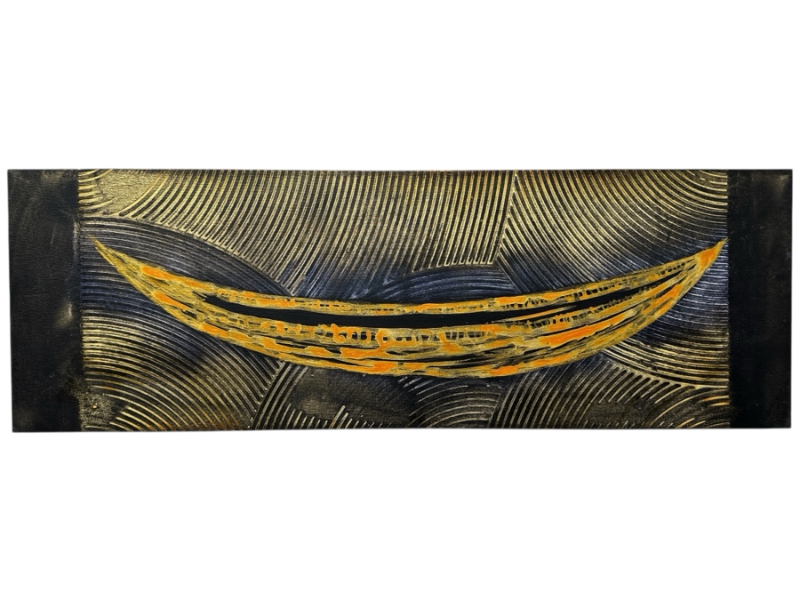 Gerrit Greve (1948-2024, Cardiff by the Sea, CA) Original Acrylic Painting On Canvas Titled 'Voyage 316' 2018 Signed Verso 36' X 12' Estimate $432 - $540