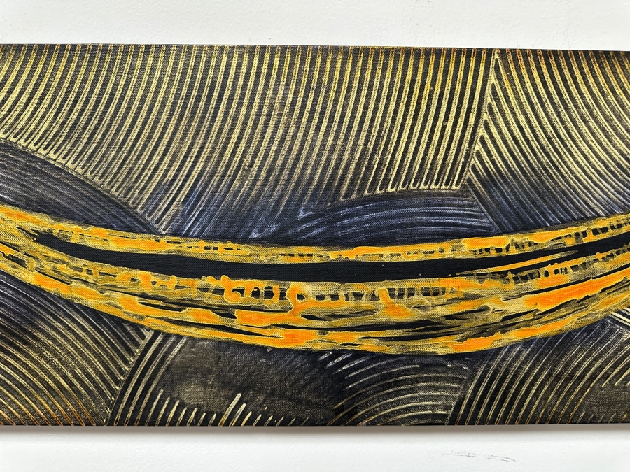 Gerrit Greve (1948-2024, Cardiff by the Sea, CA) Original Acrylic Painting On Canvas Titled 'Voyage 316' 2018 Signed Verso 36' X 12' Estimate $432 - $540 [Photo 4]