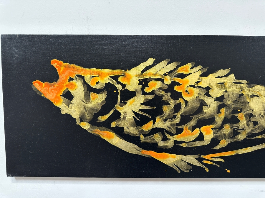 Gerrit Greve (1948-2024, Cardiff by the Sea, CA) Original Acrylic Painting On Canvas Titled 'Fish' Signed Verso 36' X 12' Estimate $432 - $540 [Photo 3]