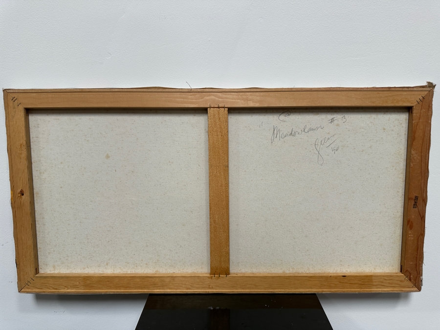 Gerrit Greve (1948-2024, Cardiff by the Sea, CA) Original Acrylic Painting On Canvas Titled 'Meadownlawn #3' 1990 Signed Lower Left And Verso 36' X 18' Estimate $648 - $810 [Photo 7]