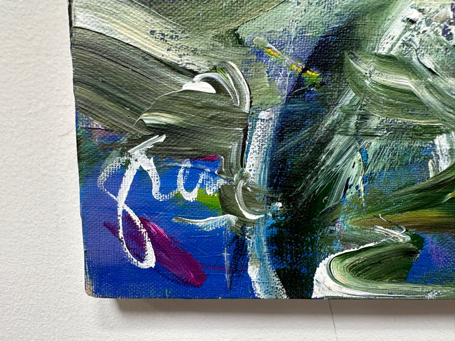 Gerrit Greve (1948-2024, Cardiff by the Sea, CA) Original Acrylic Painting On Canvas Titled 'Meadownlawn #3' 1990 Signed Lower Left And Verso 36' X 18' Estimate $648 - $810 [Photo 6]