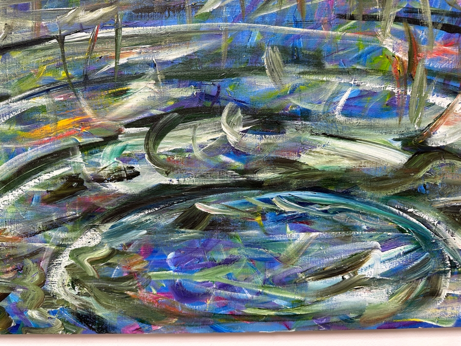 Gerrit Greve (1948-2024, Cardiff by the Sea, CA) Original Acrylic Painting On Canvas Titled 'Meadownlawn #3' 1990 Signed Lower Left And Verso 36' X 18' Estimate $648 - $810 [Photo 3]