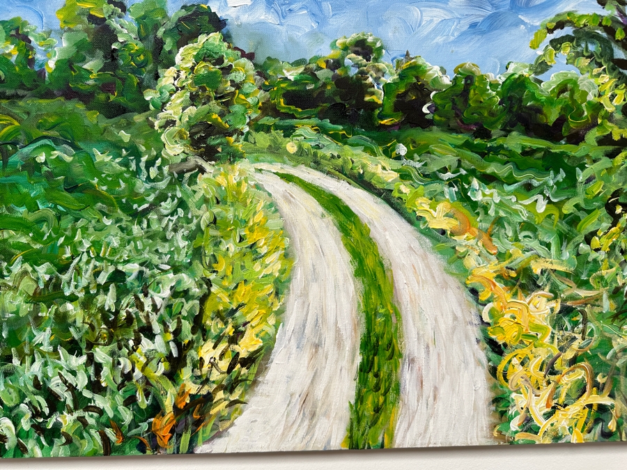 Gerrit Greve (1948-2024, Cardiff by the Sea, CA) Original Acrylic Painting On Canvas Titled '(Meadowlawn) Road To The Forest #1' 1992 Signed Lower Right And Verso 36' X 18' Estimate $648 - $810 [Photo 3]