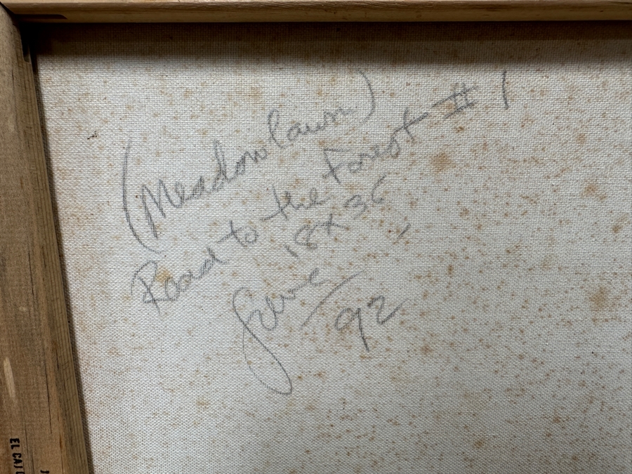 Gerrit Greve (1948-2024, Cardiff by the Sea, CA) Original Acrylic Painting On Canvas Titled '(Meadowlawn) Road To The Forest #1' 1992 Signed Lower Right And Verso 36' X 18' Estimate $648 - $810 [Photo 7]