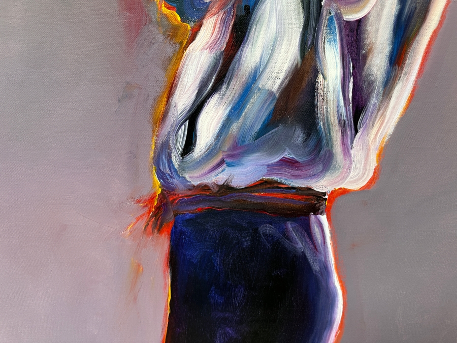 Gerrit Greve (1948-2024, Cardiff by the Sea, CA) Original Acrylic Painting On Canvas Titled 'Kira' Signed Lower Right 40' X 36' Estimate $1,440 - $1,800 [Photo 5]