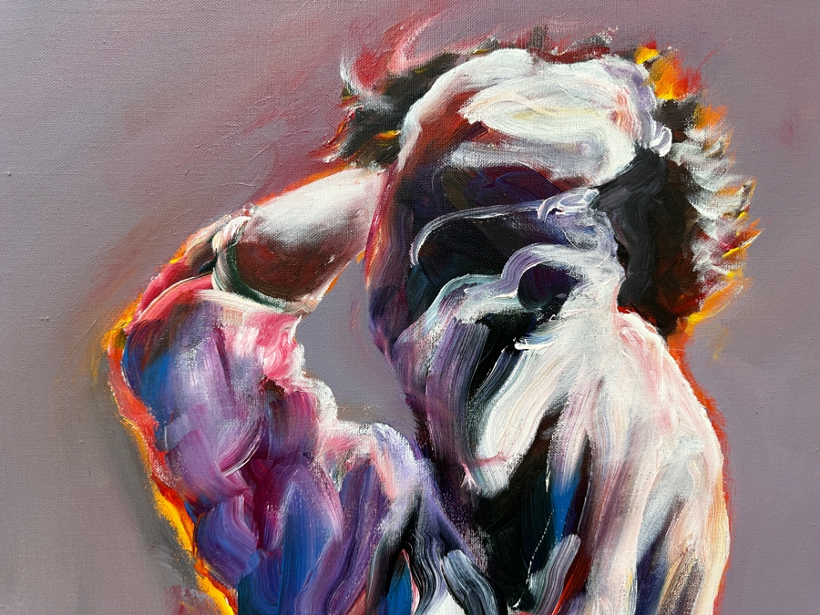 Gerrit Greve (1948-2024, Cardiff by the Sea, CA) Original Acrylic Painting On Canvas Titled 'Kira' Signed Lower Right 40' X 36' Estimate $1,440 - $1,800 [Photo 3]