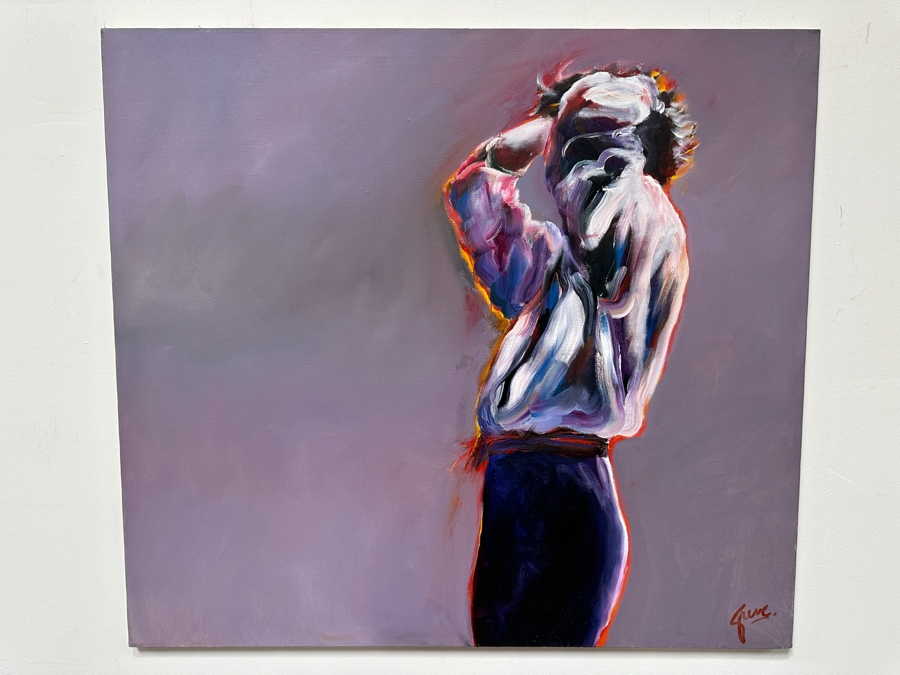 Gerrit Greve (1948-2024, Cardiff by the Sea, CA) Original Acrylic Painting On Canvas Titled 'Kira' Signed Lower Right 40' X 36' Estimate $1,440 - $1,800 [Photo 2]