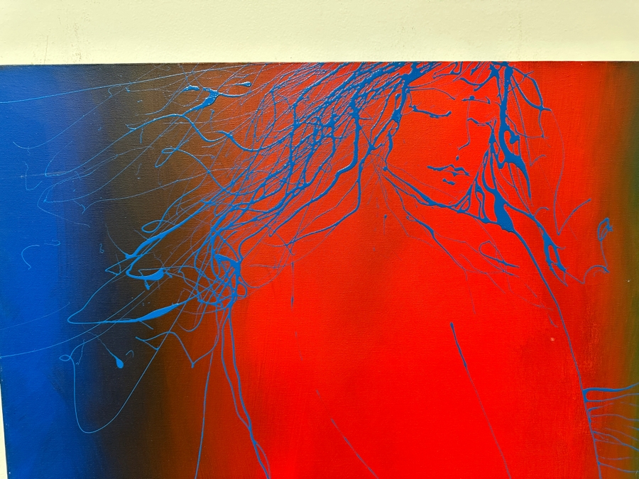 Gerrit Greve (1948-2024, Cardiff by the Sea, CA) Original Acrylic Drip Painting On Canvas Titled 'Grace'  Signed Lower Left 30' X 40' Estimate $1,200 - $1,500 [Photo 4]