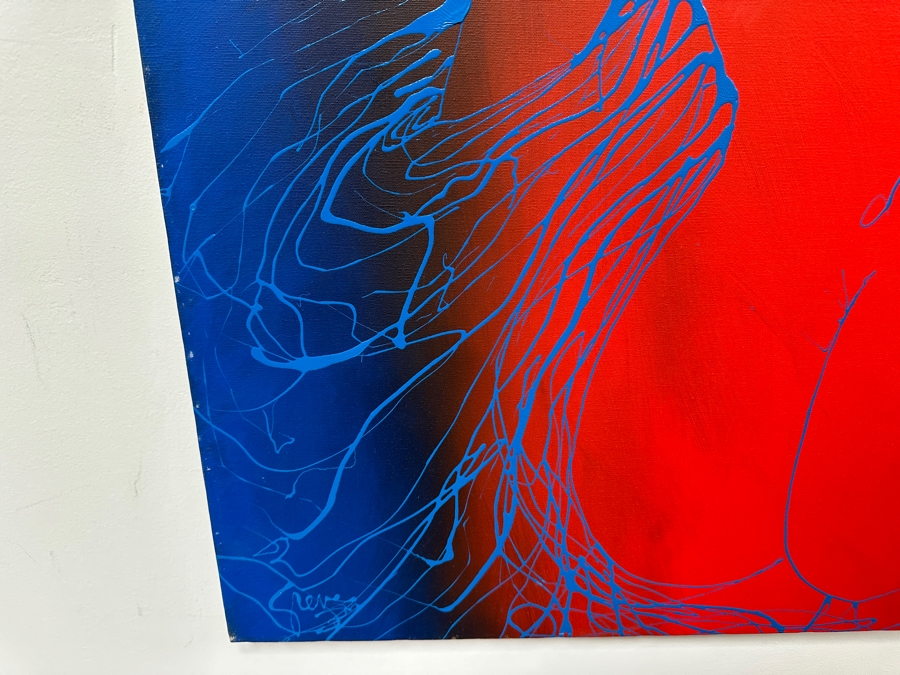 Gerrit Greve (1948-2024, Cardiff by the Sea, CA) Original Acrylic Drip Painting On Canvas Titled 'Grace'  Signed Lower Left 30' X 40' Estimate $1,200 - $1,500 [Photo 6]