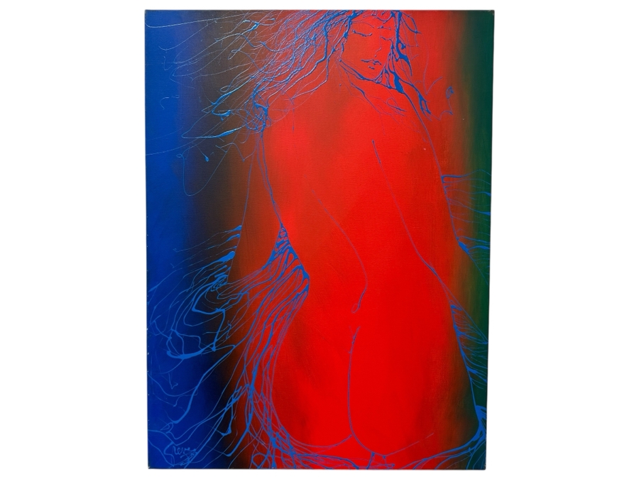 Gerrit Greve (1948-2024, Cardiff by the Sea, CA) Original Acrylic Drip Painting On Canvas Titled 'Grace'  Signed Lower Left 30' X 40' Estimate $1,200 - $1,500