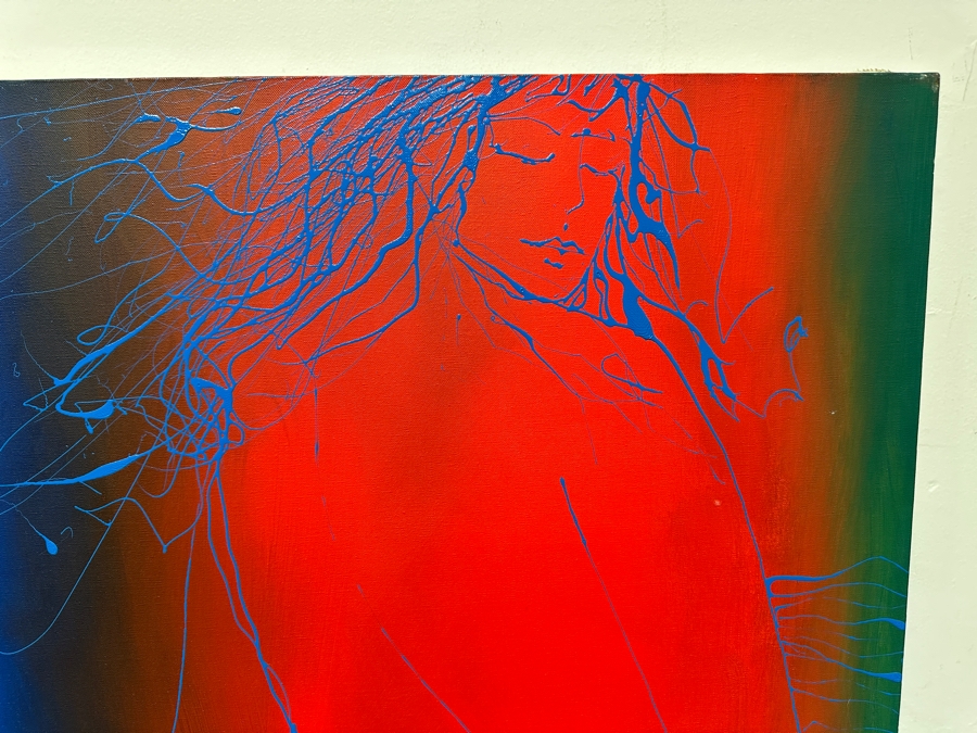 Gerrit Greve (1948-2024, Cardiff by the Sea, CA) Original Acrylic Drip Painting On Canvas Titled 'Grace'  Signed Lower Left 30' X 40' Estimate $1,200 - $1,500 [Photo 3]