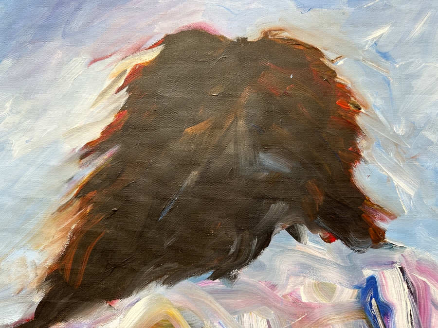 Gerrit Greve (1948-2024, Cardiff by the Sea, CA) Original Acrylic Painting On Canvas Titled 'Standing Conversation' Signed Lower Left 36' X 40' Estimate $1,440 - $1,800 [Photo 4]