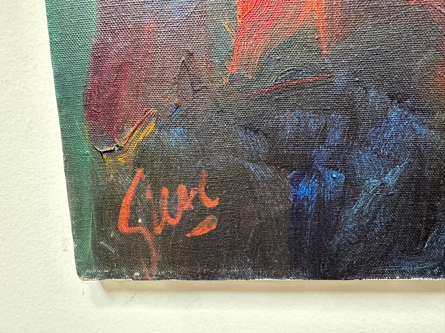 Gerrit Greve (1948-2024, Cardiff by the Sea, CA) Original Acrylic Painting On Canvas Titled 'Standing Conversation' Signed Lower Left 36' X 40' Estimate $1,440 - $1,800 [Photo 5]