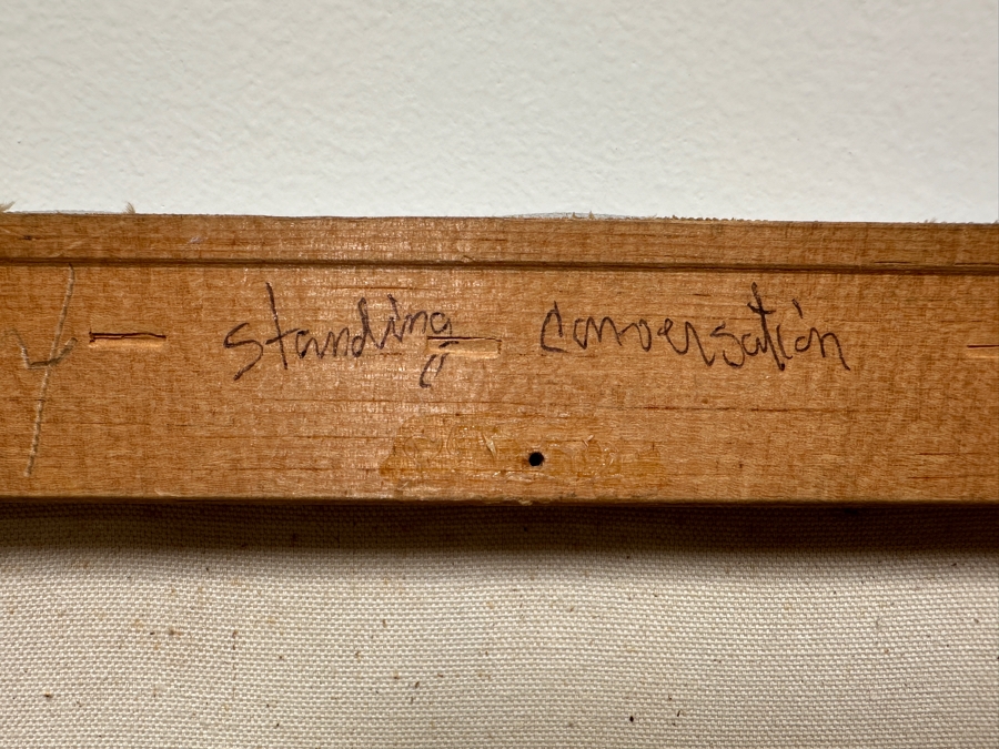 Gerrit Greve (1948-2024, Cardiff by the Sea, CA) Original Acrylic Painting On Canvas Titled 'Standing Conversation' Signed Lower Left 36' X 40' Estimate $1,440 - $1,800 [Photo 7]