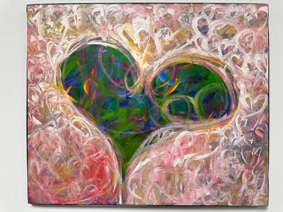 Gerrit Greve (1948-2024, Cardiff by the Sea, CA) Original Acrylic Painting On Canvas Titled 'French Heart'  Signed Lower Right And Verso 36' X 30' Estimate $1,080 - $1,350 [Photo 3]