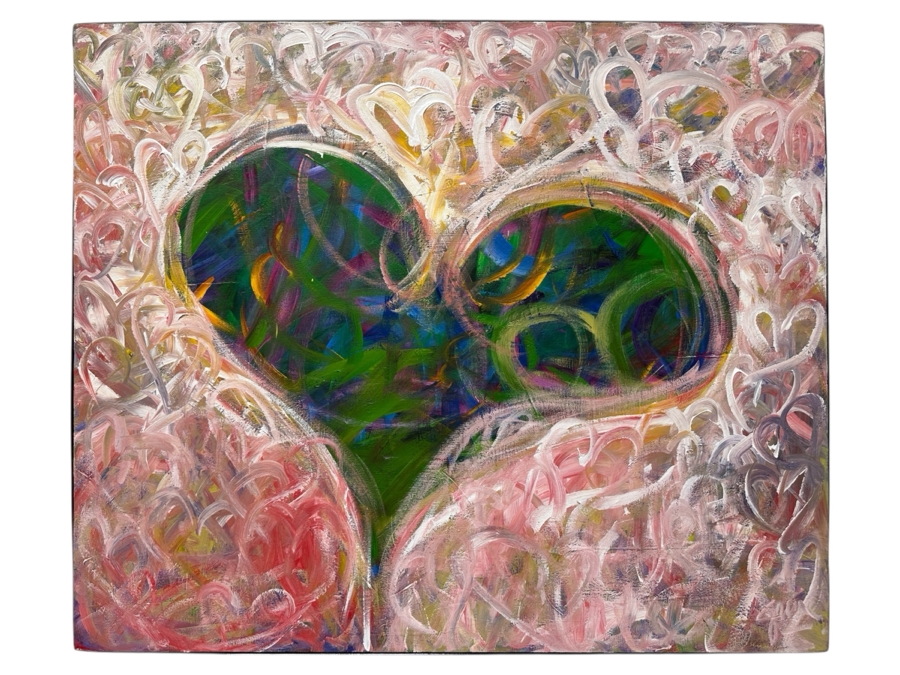 Gerrit Greve (1948-2024, Cardiff by the Sea, CA) Original Acrylic Painting On Canvas Titled 'French Heart'  Signed Lower Right And Verso 36' X 30' Estimate $1,080 - $1,350 [Photo 1]
