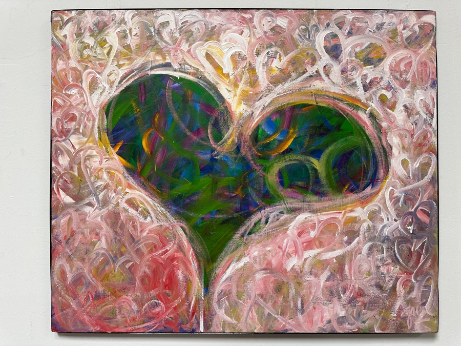 Gerrit Greve (1948-2024, Cardiff by the Sea, CA) Original Acrylic Painting On Canvas Titled 'French Heart'  Signed Lower Right And Verso 36' X 30' Estimate $1,080 - $1,350 [Photo 2]