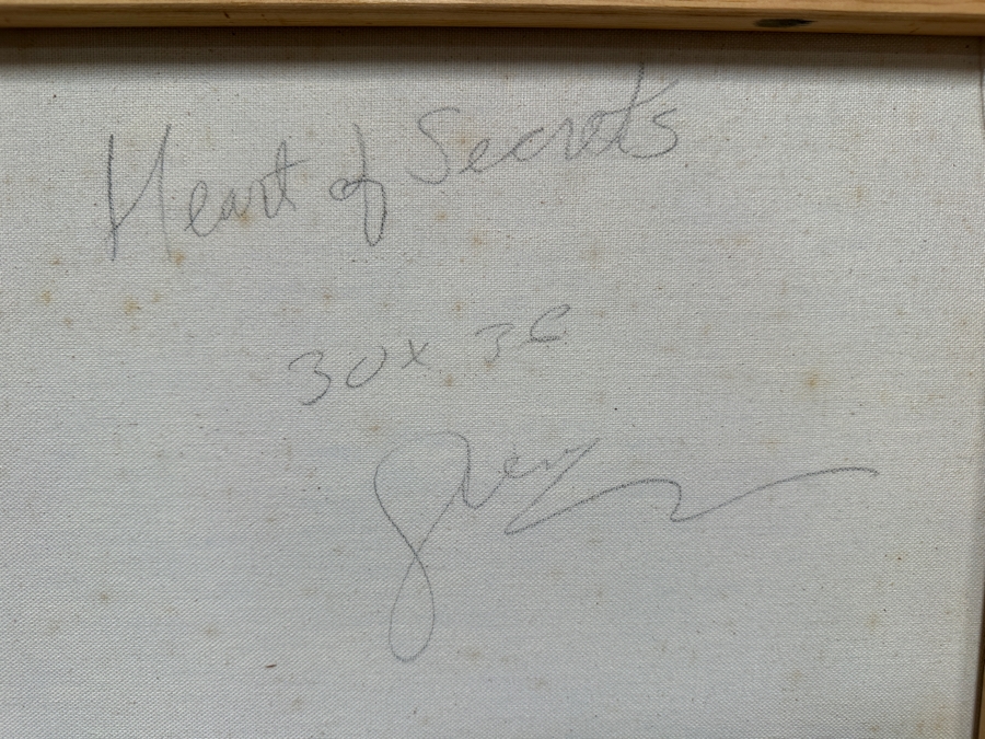 Gerrit Greve (1948-2024, Cardiff by the Sea, CA) Original Acrylic Painting On Canvas Titled 'Heart Of Secrets' 1992 Signed Verso 36' X 32' Estimate $1,152 - $1,440 [Photo 6]