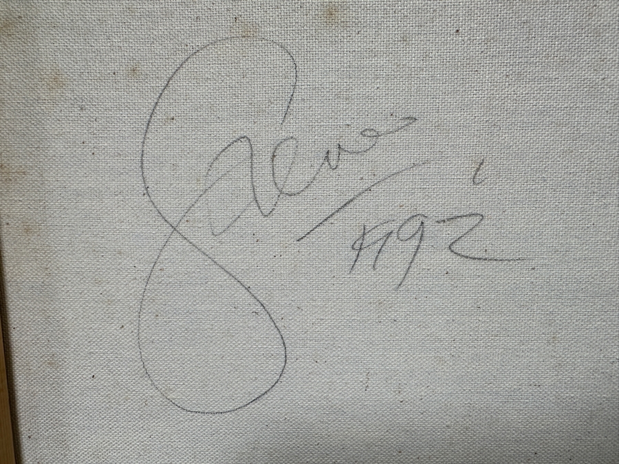 Gerrit Greve (1948-2024, Cardiff by the Sea, CA) Original Acrylic Painting On Canvas Titled 'Heart Of Secrets' 1992 Signed Verso 36' X 32' Estimate $1,152 - $1,440 [Photo 5]
