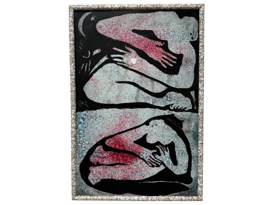 Gerrit Greve (1948-2024, Cardiff by the Sea, CA) Original Acrylic Painting On Canvas Titled 'Within The Cat' Signed Middle Left 24' X 36' Estimate $864 - $1,080 [Photo 1]