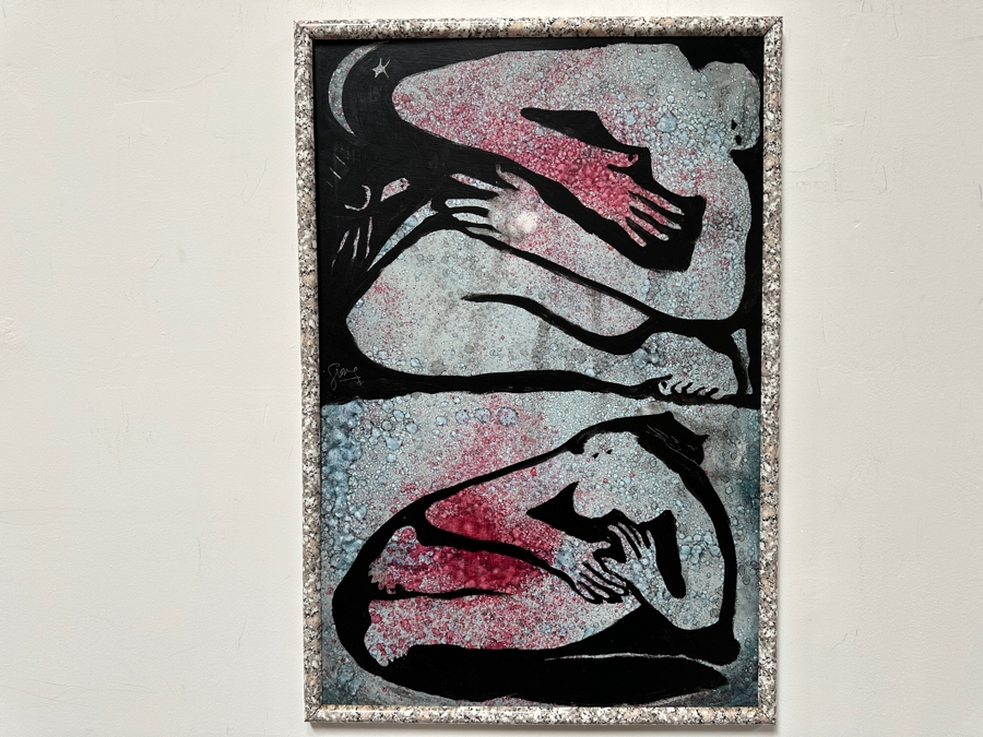 Gerrit Greve (1948-2024, Cardiff by the Sea, CA) Original Acrylic Painting On Canvas Titled 'Within The Cat' Signed Middle Left 24' X 36' Estimate $864 - $1,080 [Photo 2]